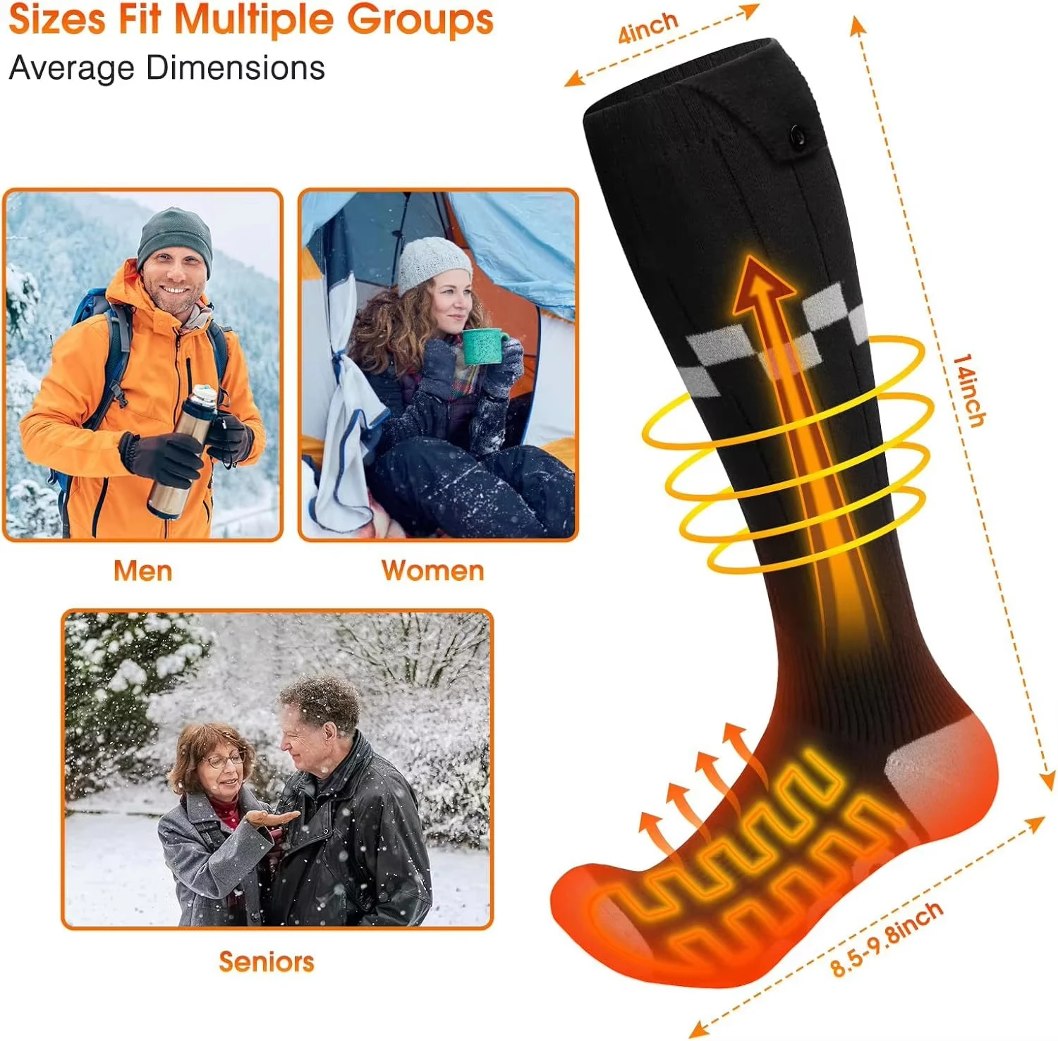 APP Control Heated Socks Rechargeable 5000mah Electric Heated Skiing Socks Snowboarding Outdoor Sports Foot Winter Therma Socks - view 6