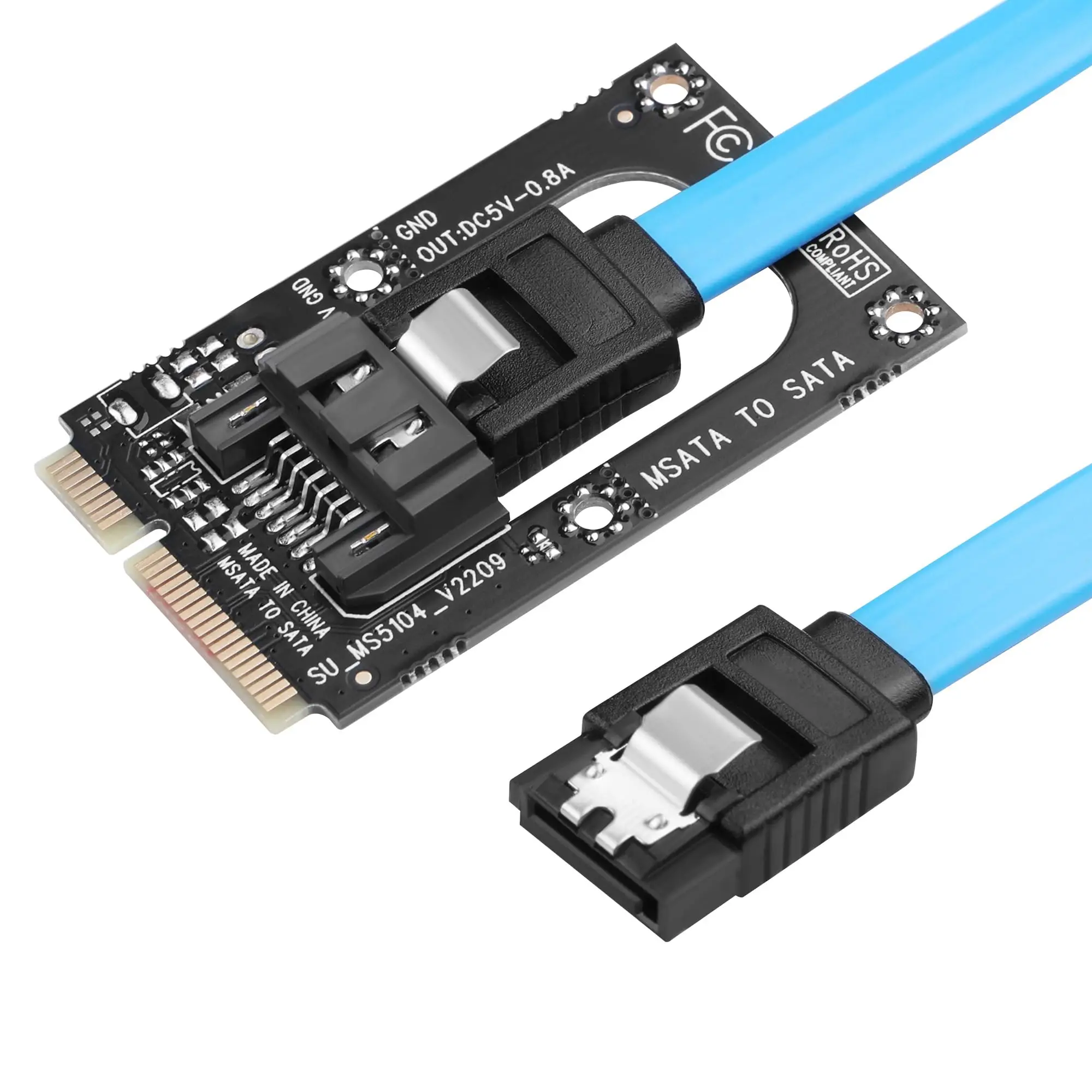 mSATA to SATA 3.0 Adapter, SSD Converter Card with 40cm SATA Cable & Screws, Black PCB Board