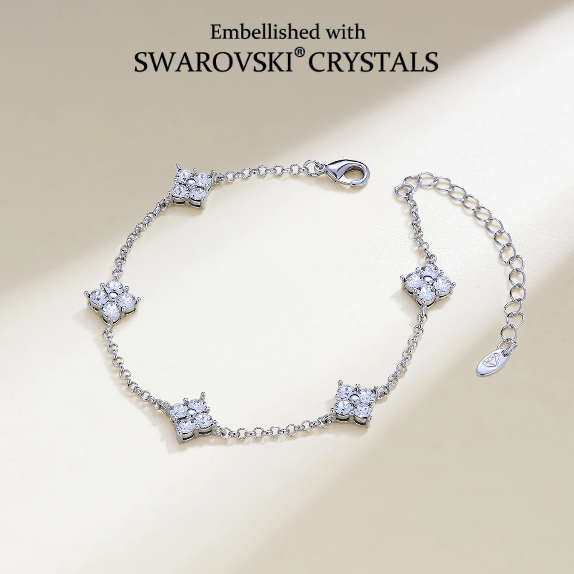 

Браслет с четырьмя листьями клевера, украшенный кристаллами Сваровски, медный материал, розовое золото, модные украшения, женские модные аксессуары