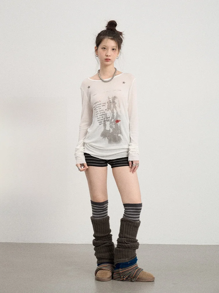 

Женская футболка с принтом Achihara Fallen Satan Long Sve round Ne Regular Fit, осенний солнцезащитный крем Faion, женский топ