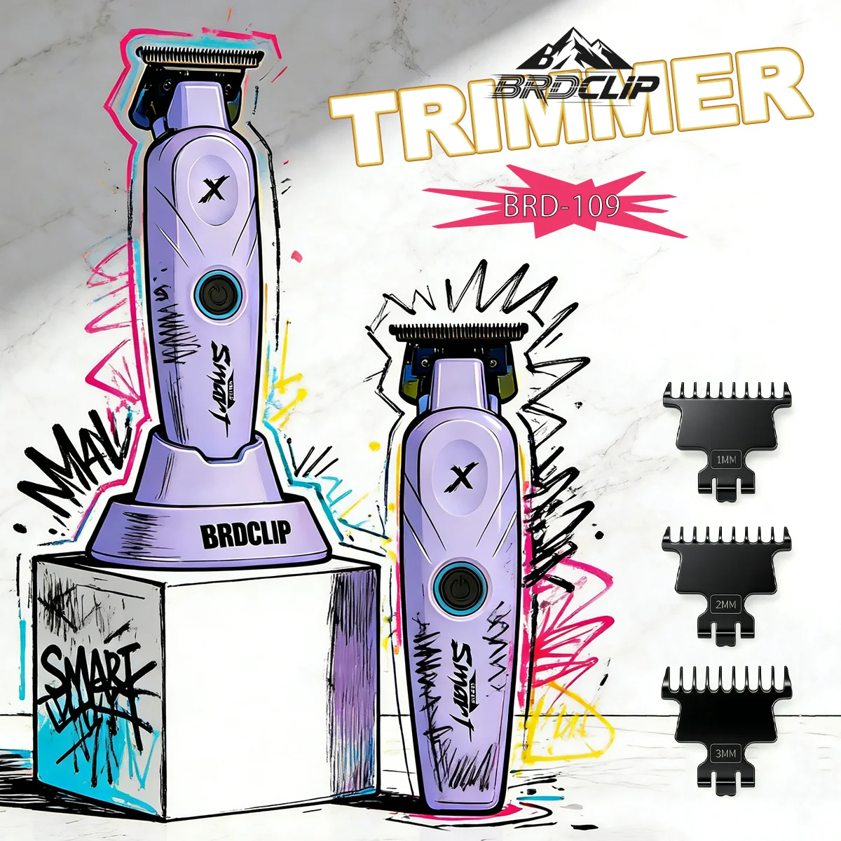BRDCLIP 109 Purple Professional 7700RPM Hair Trimmer Barber Finishing Hair Clipper Haircut DLC Blade Men's Haircutting Machine