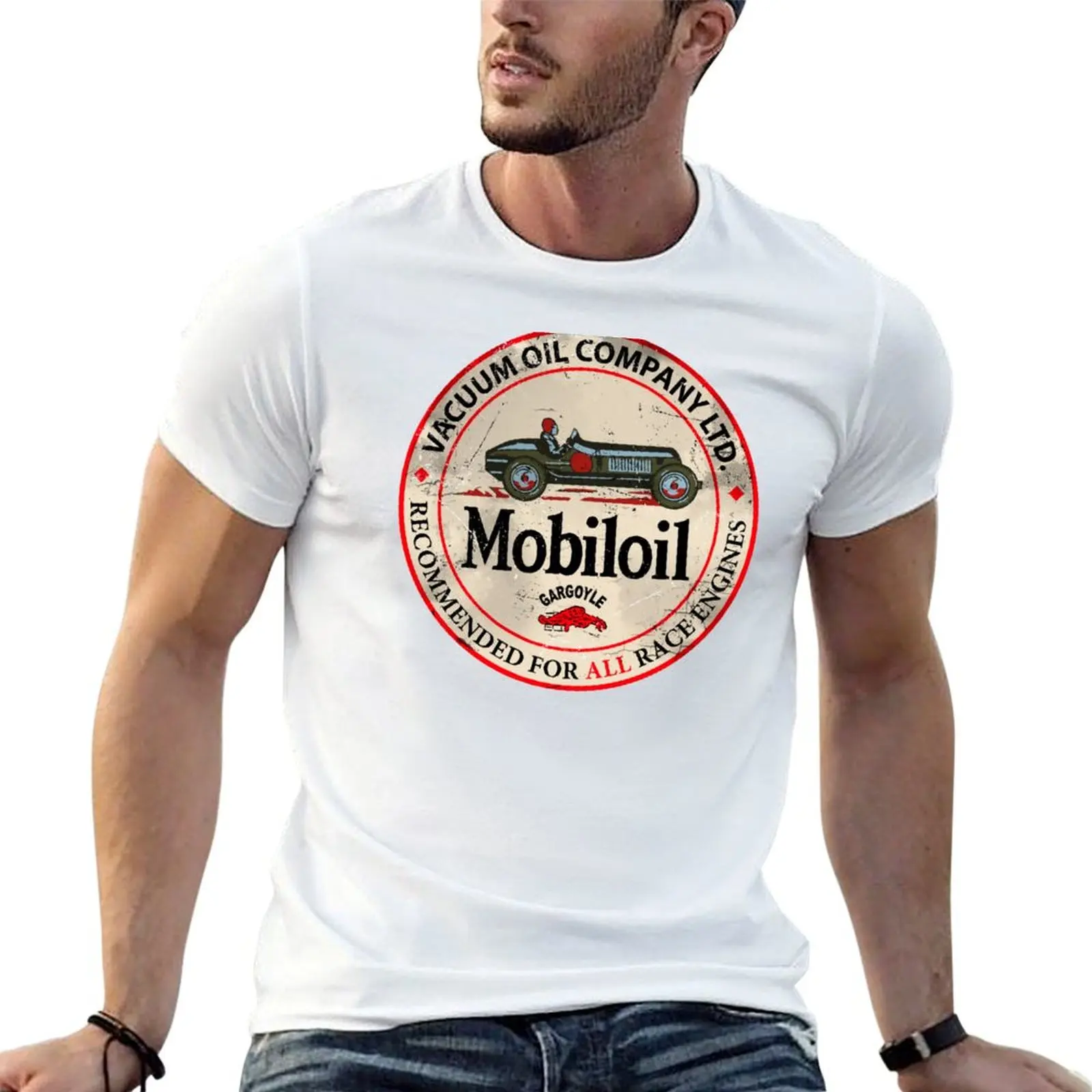 Mobiloil and gargoyle racer T-Shirt Fashion Casual Short Sleeve T-Shirt