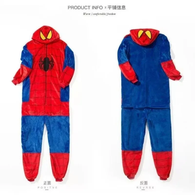 Marvel Spiderman children\'s autumn and winter warm cartoon anime flannel one-piece pajamas cosplay clothes student home clothes