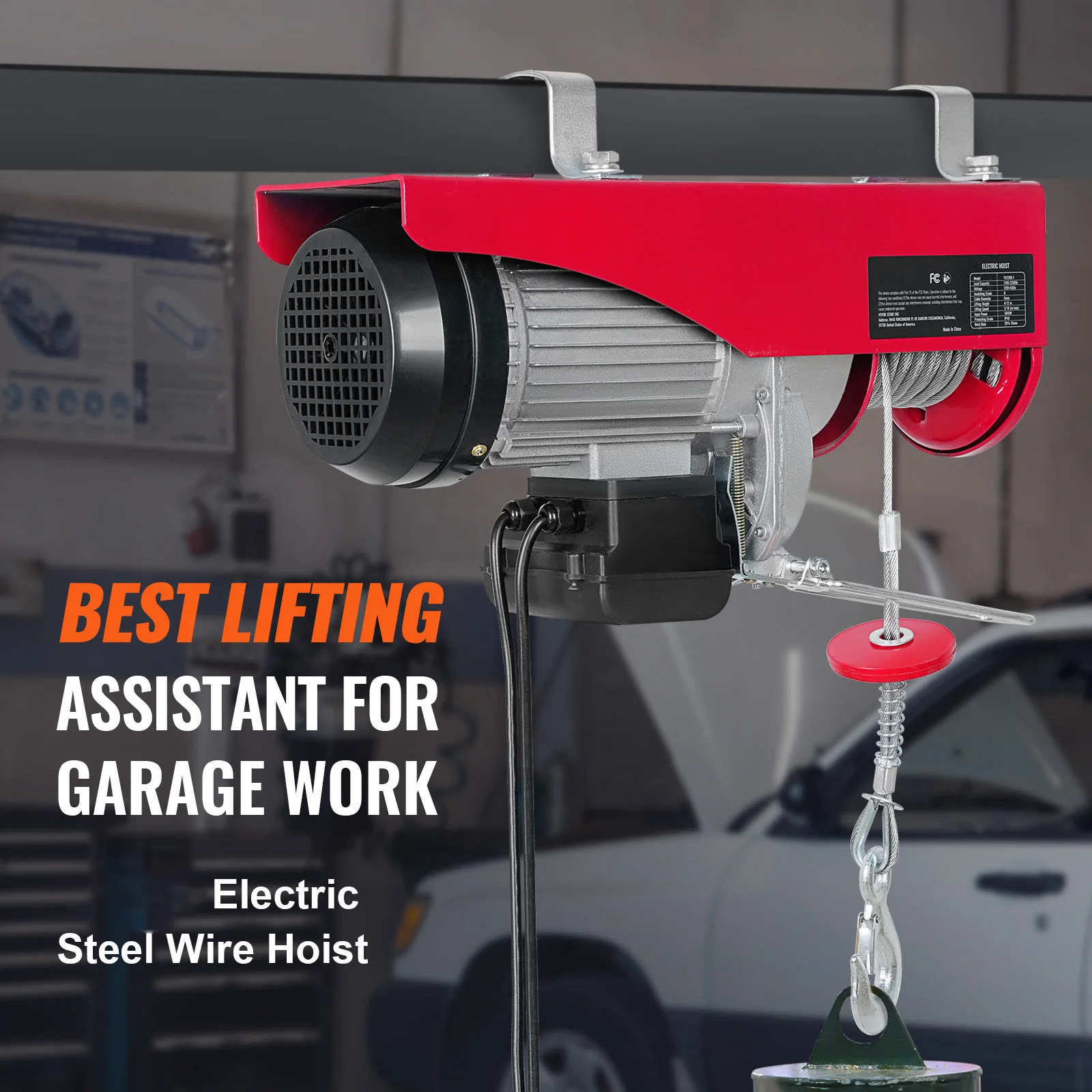 SucceBuy 200-800kg Electric Hoist with Wired/Wireless Remote Control Lifting Crane Cable Hoist Winch for Boat Garage Elevator