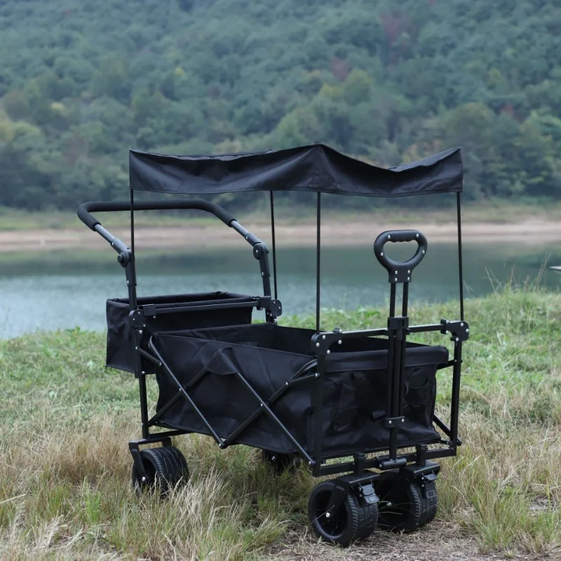 Outdoor camping trolley Gathering type camping trolley Picnic trailer Foldable trolley with parasol