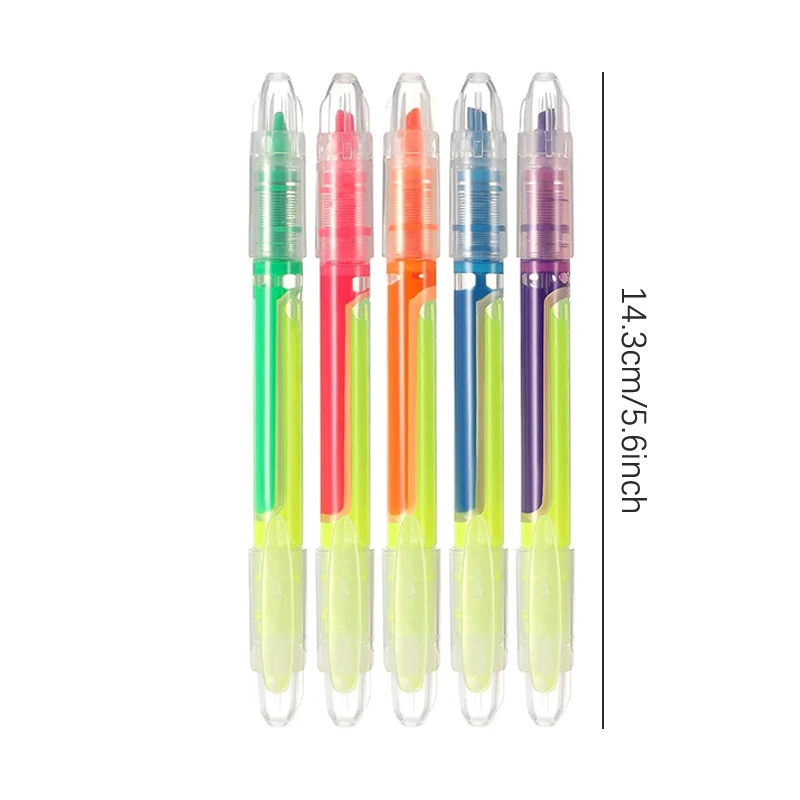 1 Pcs Double-headed Highlighter Color Straight Liquid Marker Pen Hand Account This Student Stationery Color Marking Pen