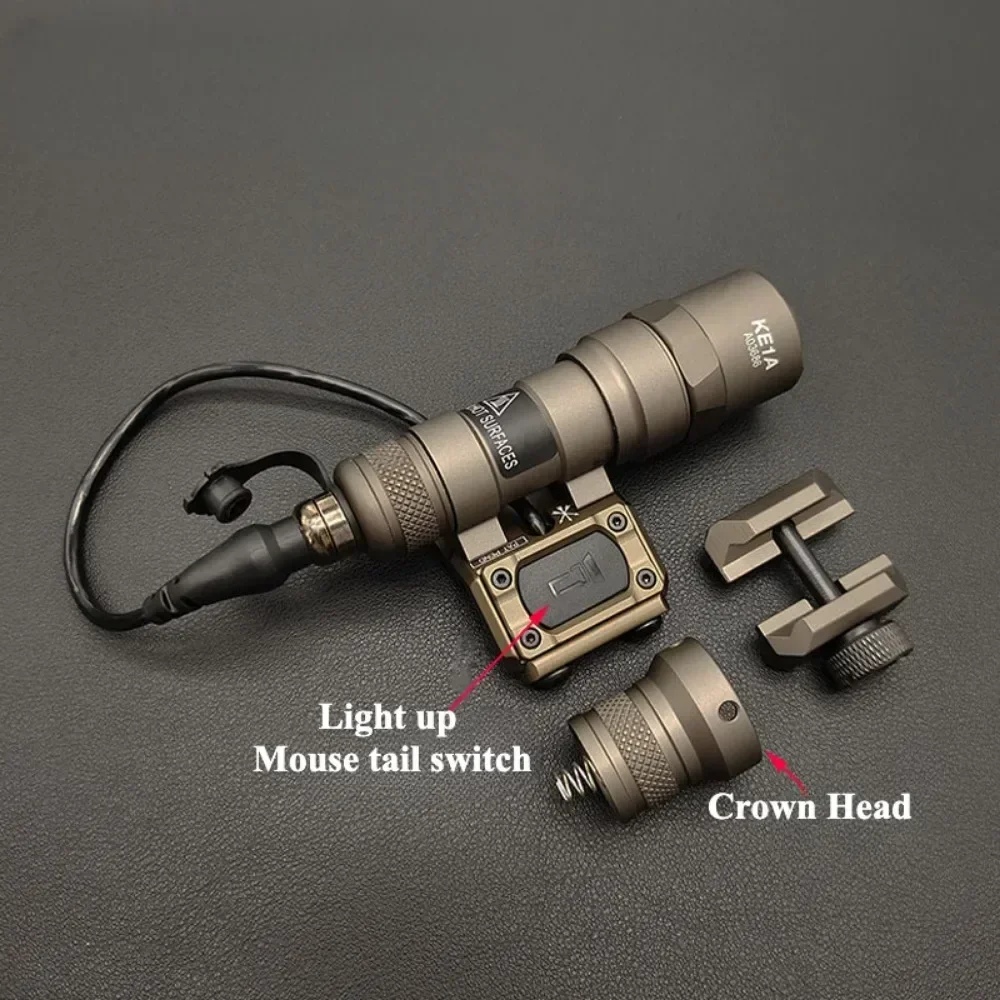 M300B M600B Tactical LED Strobe Flashlight Gun Light Fit MLOK 20MM Rail Scout Light with Switch for Outdoor Hunting