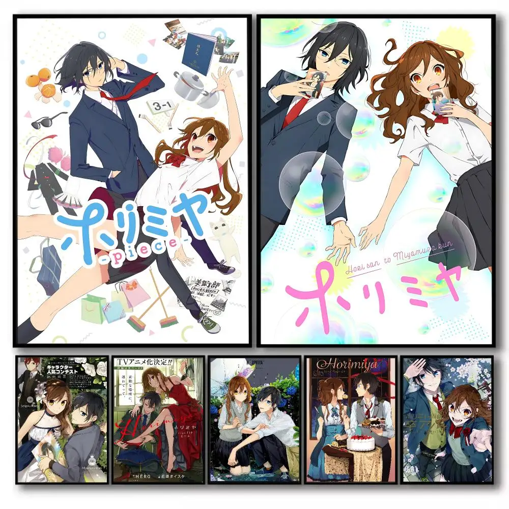 H-Horimiya Anime Poster Stickers Self-Adhesive Painting Mural Decor Wall Decals for Bedroom Living Room Home HD Gift