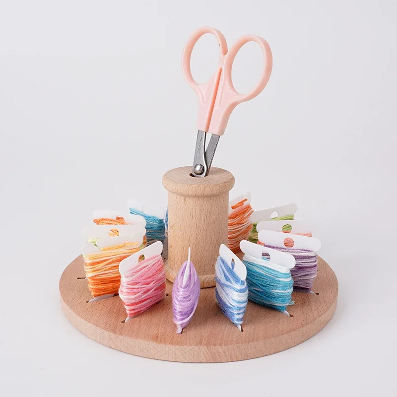 Round Solid Wood Winding Stand Desktop Storage Multi-axis Removable Household Spinning Tools Solid Wood Yarn Stand