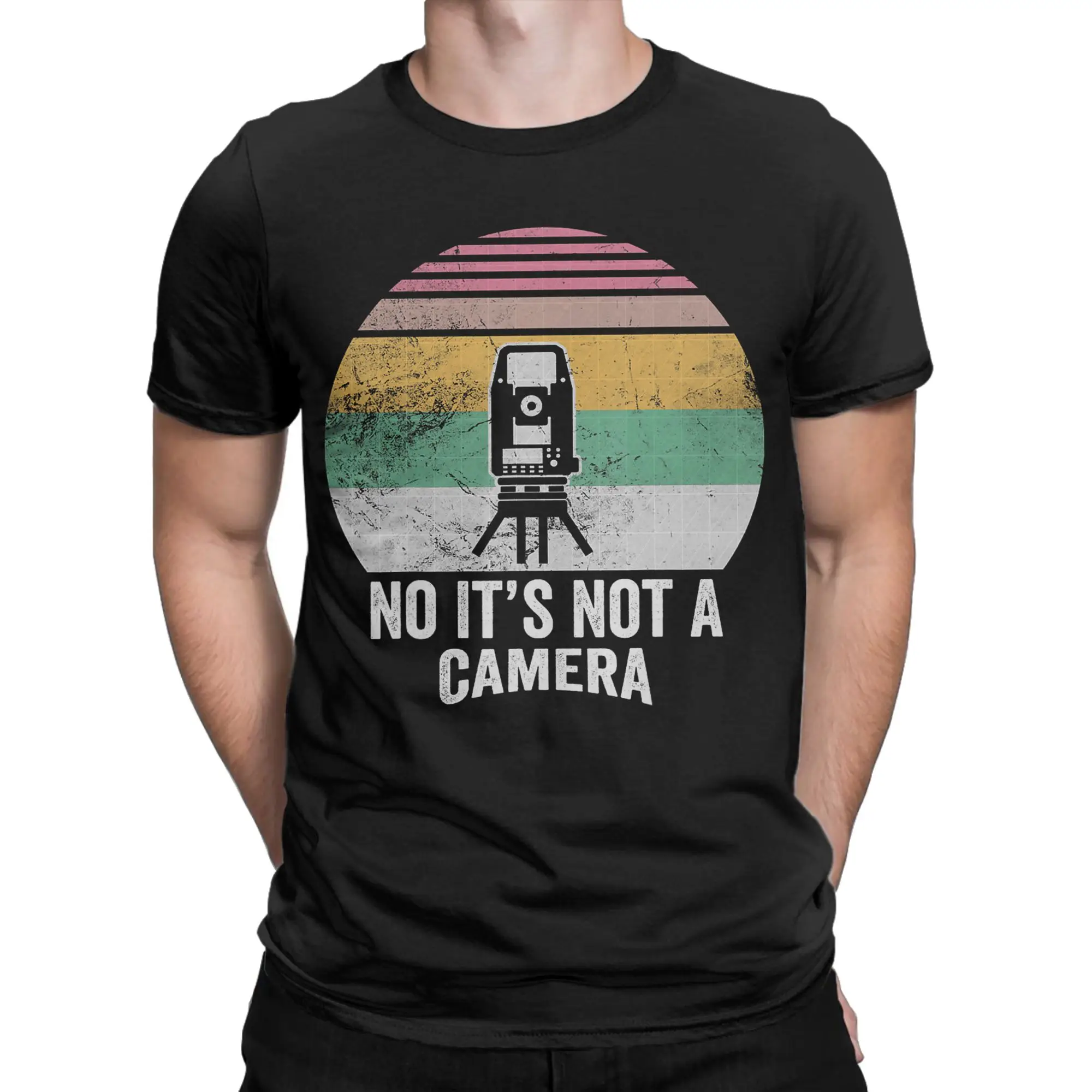 Funny Surveyor Total Station Retro Land Surveying Design T-Shirt Men  Funny 100% Cotton Tee Shirt O Neck Short Sleeve T Shirts