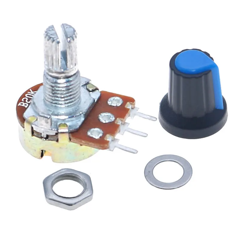45Pcs WH148 Single Potentiometer Kit B1K/5K/10K/20K/50K/100K/500K/1M with knobs Single Shaft Nuts potentiometer set +BOX