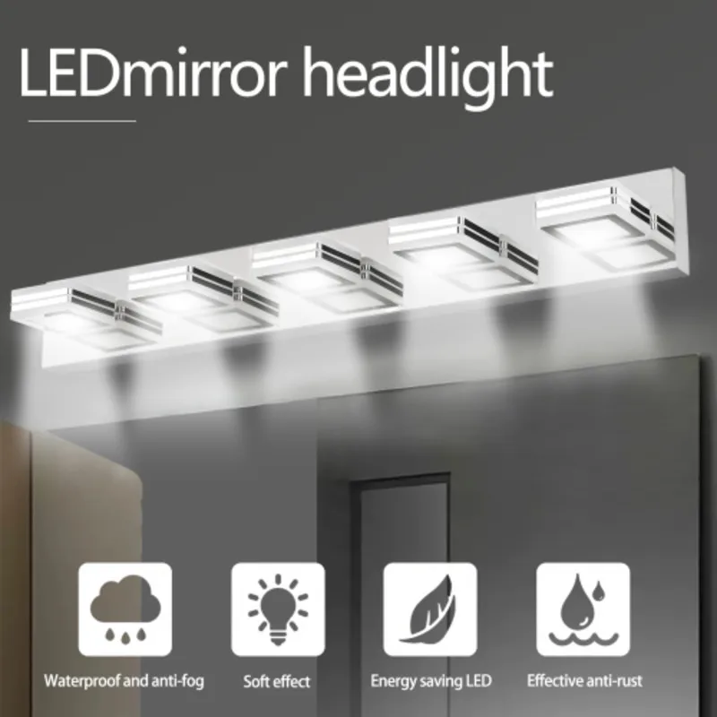 FENGSHUO LED Simplicity Modern Light 5-lights Acrylic Chrome Makeup Mirror Light Fixtures Chrome Bathroom Lighting Over Mirror