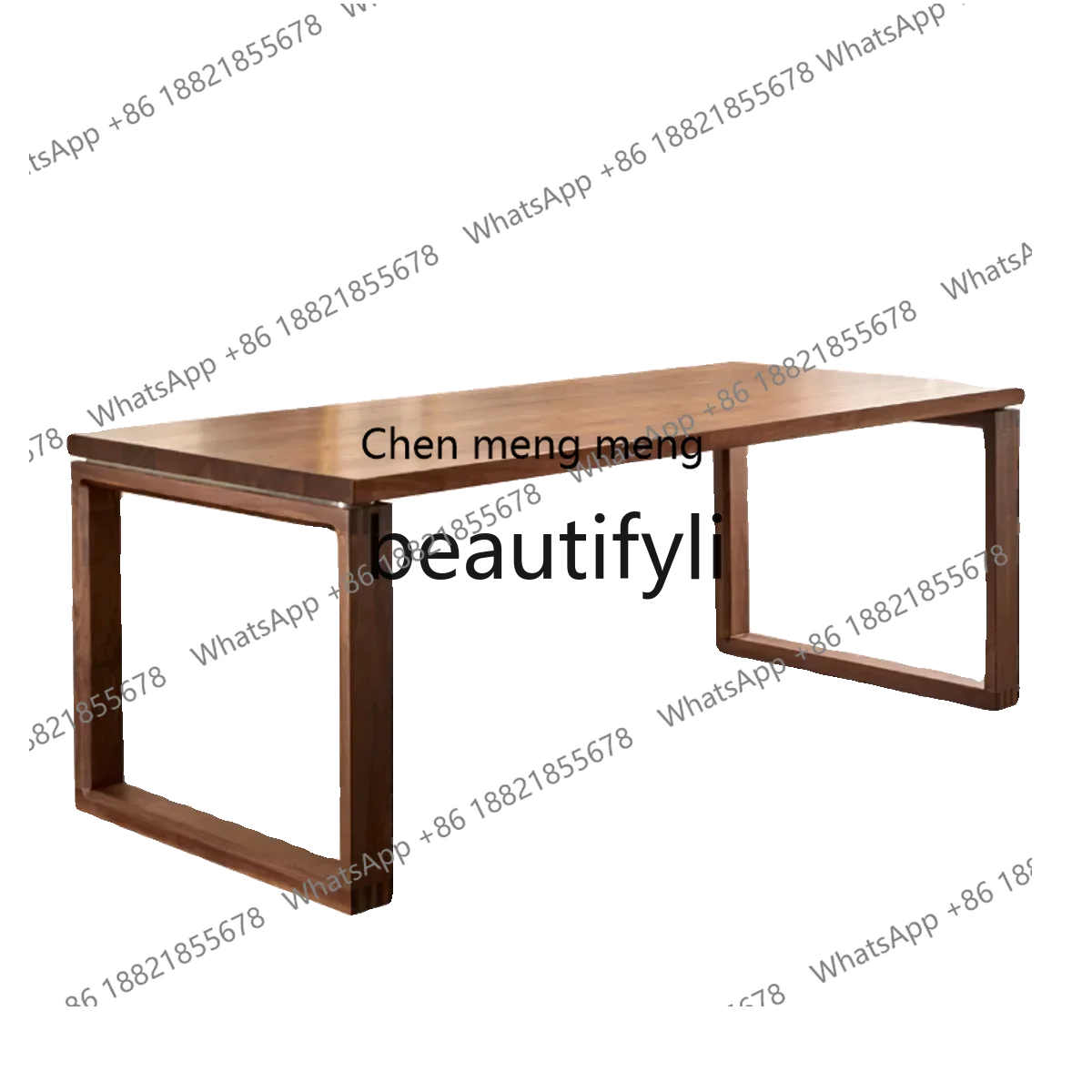N178 Black walnut Japanese-style suspended dining table, Nordic simple pure solid wood log large board workbench5556