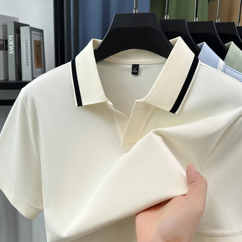 High end men's short sleeve polo shirt fashion luxury summer breathable lightweight simple new style top business casual T-shirt