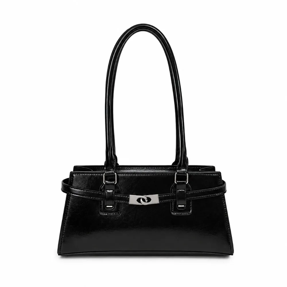 PU Leather Underarm Handbags Zipper Belt Buckle Design Motorcycle Bag Large Capacity Waterproof Shoulder Satchels Autumn Winter