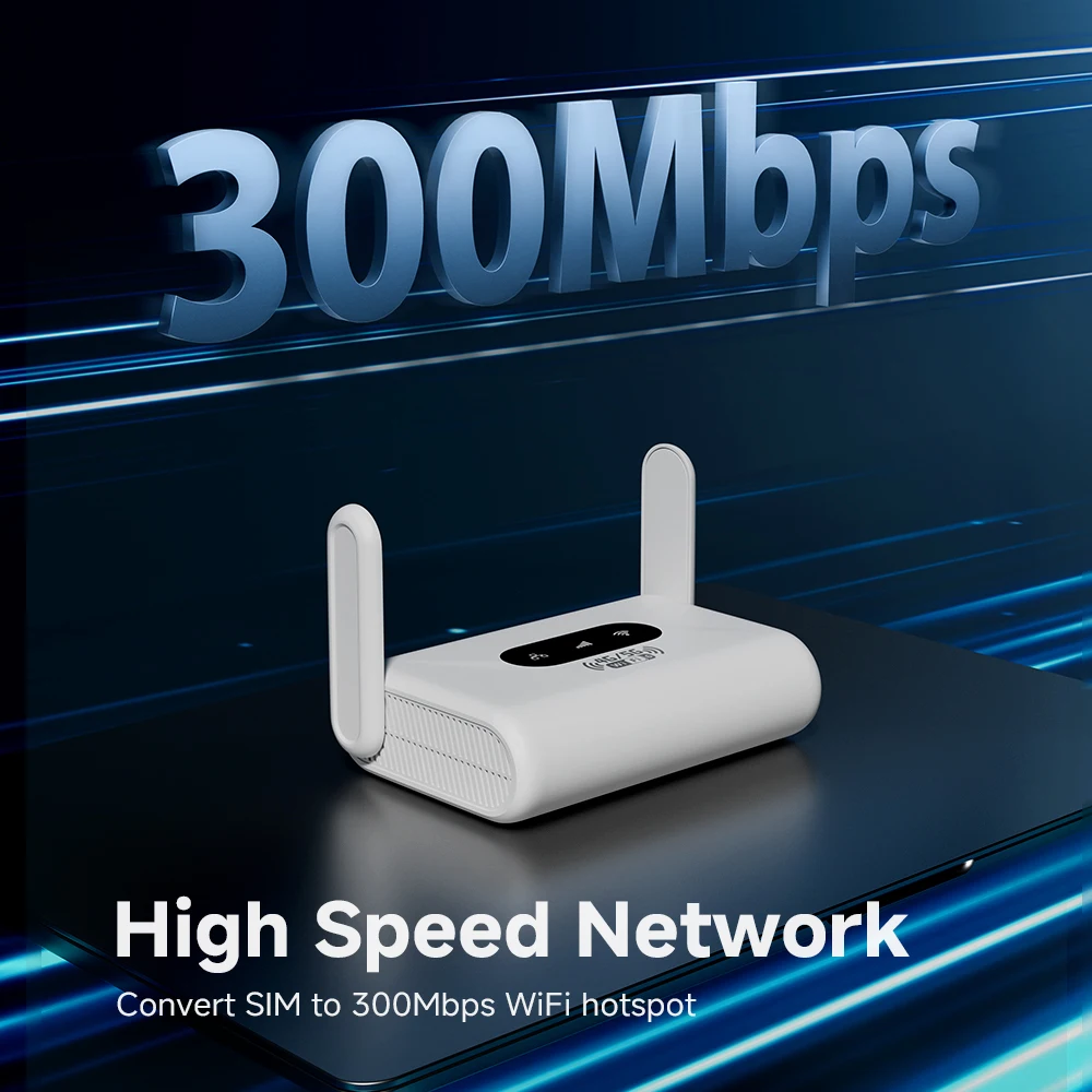WiFi6 Router 4G LTE Router 300Mbps Modem 4G WiFi Portable Router Compatible with Non-Contract 5G SIM Cards Plug and Play for EU