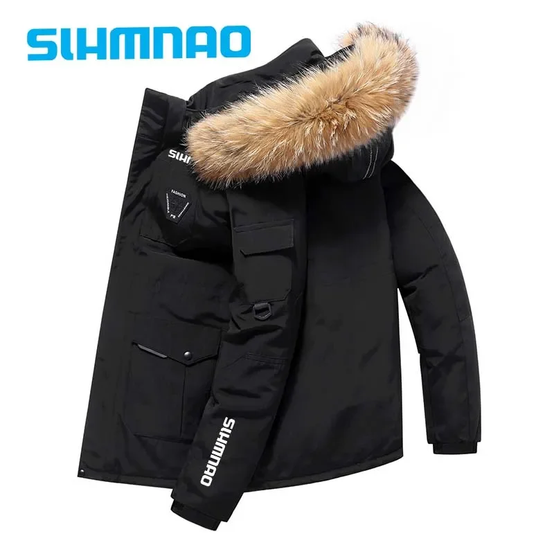 2025 New Men's Winter Thick and Warm Fishing Suit, Windproof and Warm Jacket for Hiking and Camping, Outdoor Goose Plush Riding