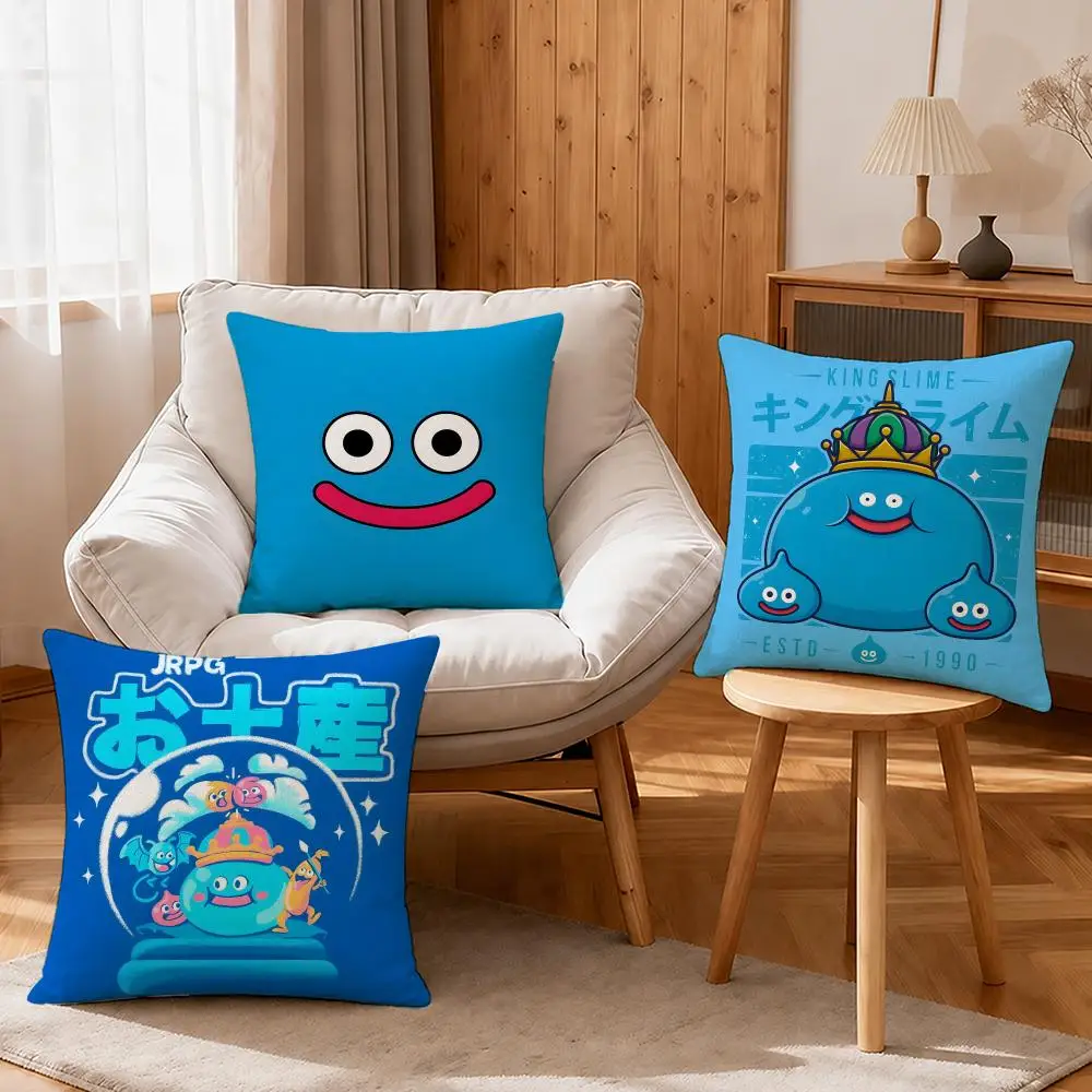 Game Dragon Quest Slime Cushion Cover Linen Anti-Mite Antibacterial Cushion Cover Invisible Zipper Sofa Decor