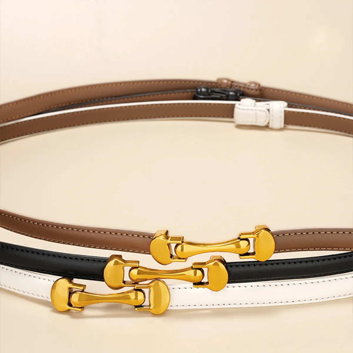 Ladies new genuine leather belt, fashionable and casual all-match belt, high-end niche simple accessory belt