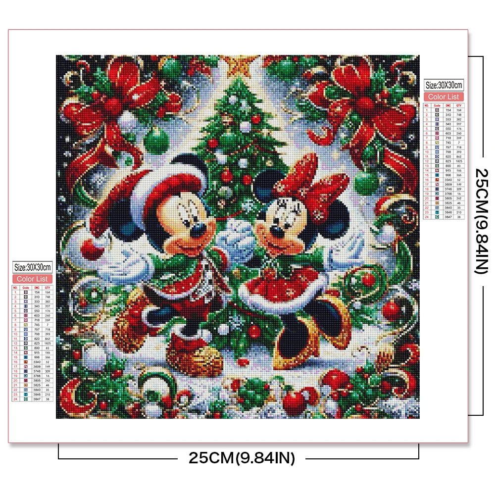 Disney Full Display Diamond Mosaic Mickey Minnie Mouse DIY Hobby Painting Cartoon Rhinestone Embroidery Winter Christmas Decor