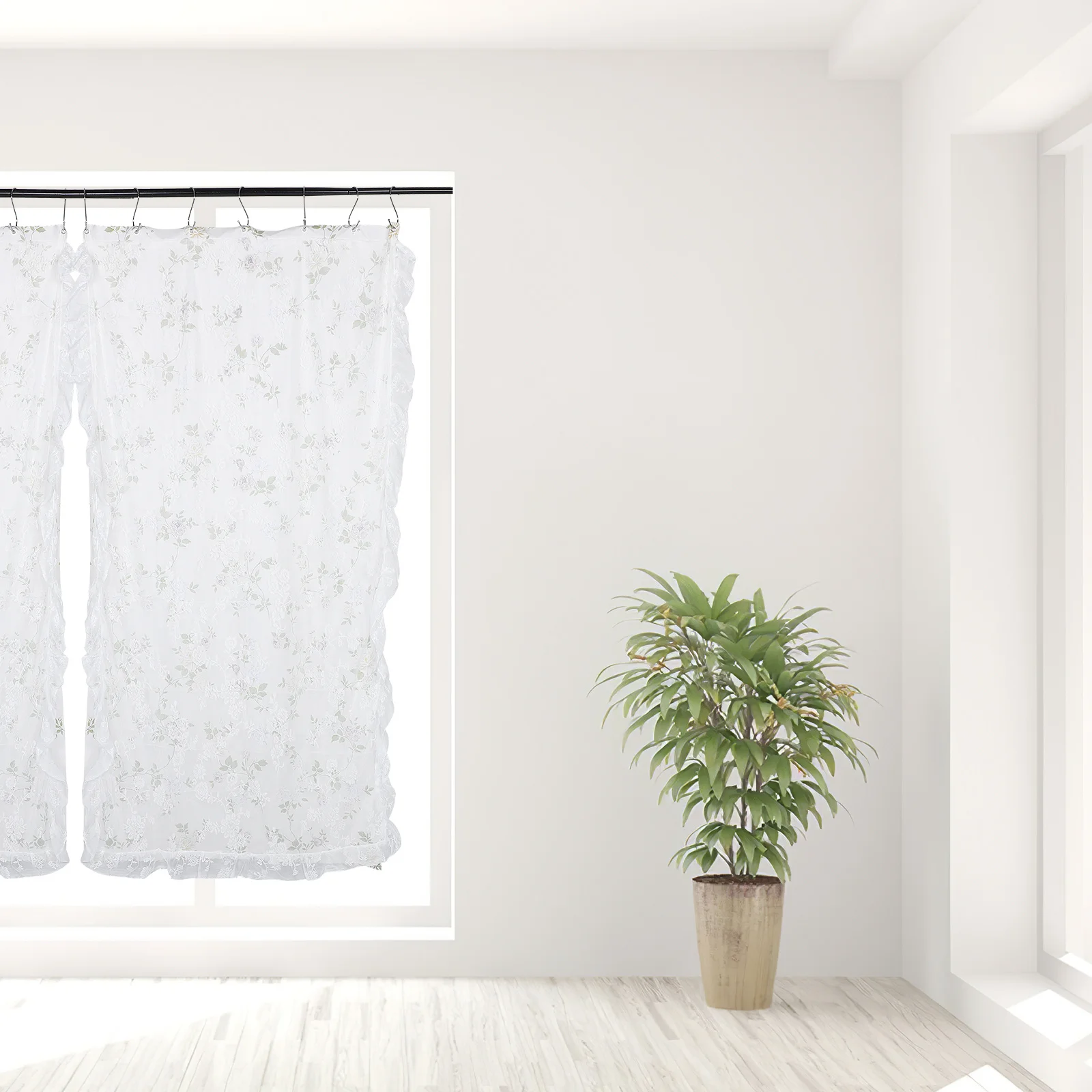 

White Linen Farmhouse Burlap Lace Curtains Textured Blackout Drapes for Bedroom Living Room Window White Sheer Curtains