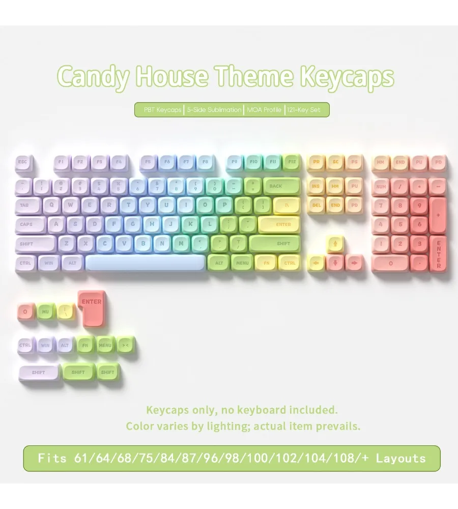 121 key candy mechanical keyboard keycap five-sided PBT sublimation small full set