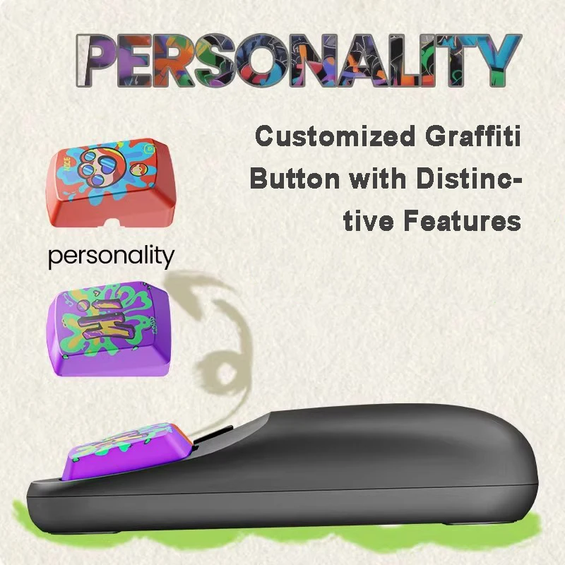 Graffiti Button Wireless Mouse Personal Ergonomic Optical Computer Mouse Rechargeable DPI Adjustable Mice for Laptop PC Notebook