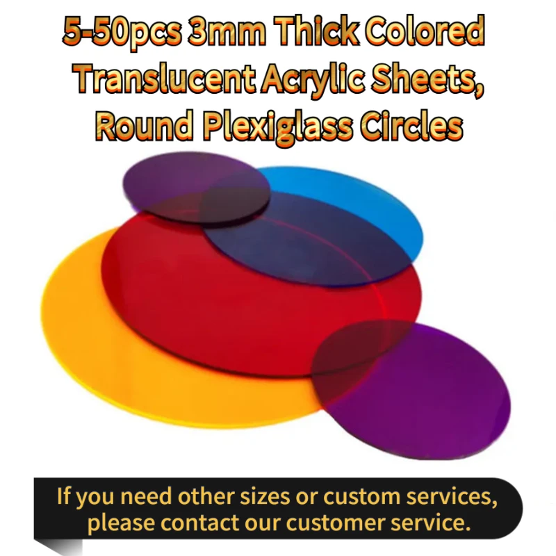 5-50pcs 3mm Thick Colored Translucent Acrylic Sheets, Round Circles Wedding Home Decor