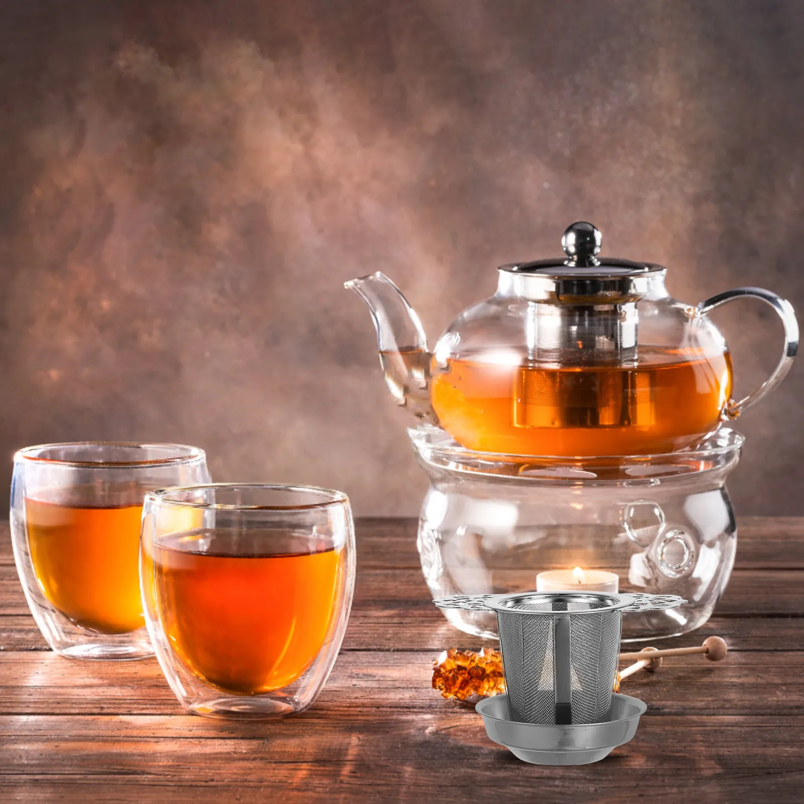 1Set Stainless Steel Tea Infuser Bowl with Fine Mesh Filter for Loose Leaf Tea Elegant Handle Design Versatile Cup Teapot Use