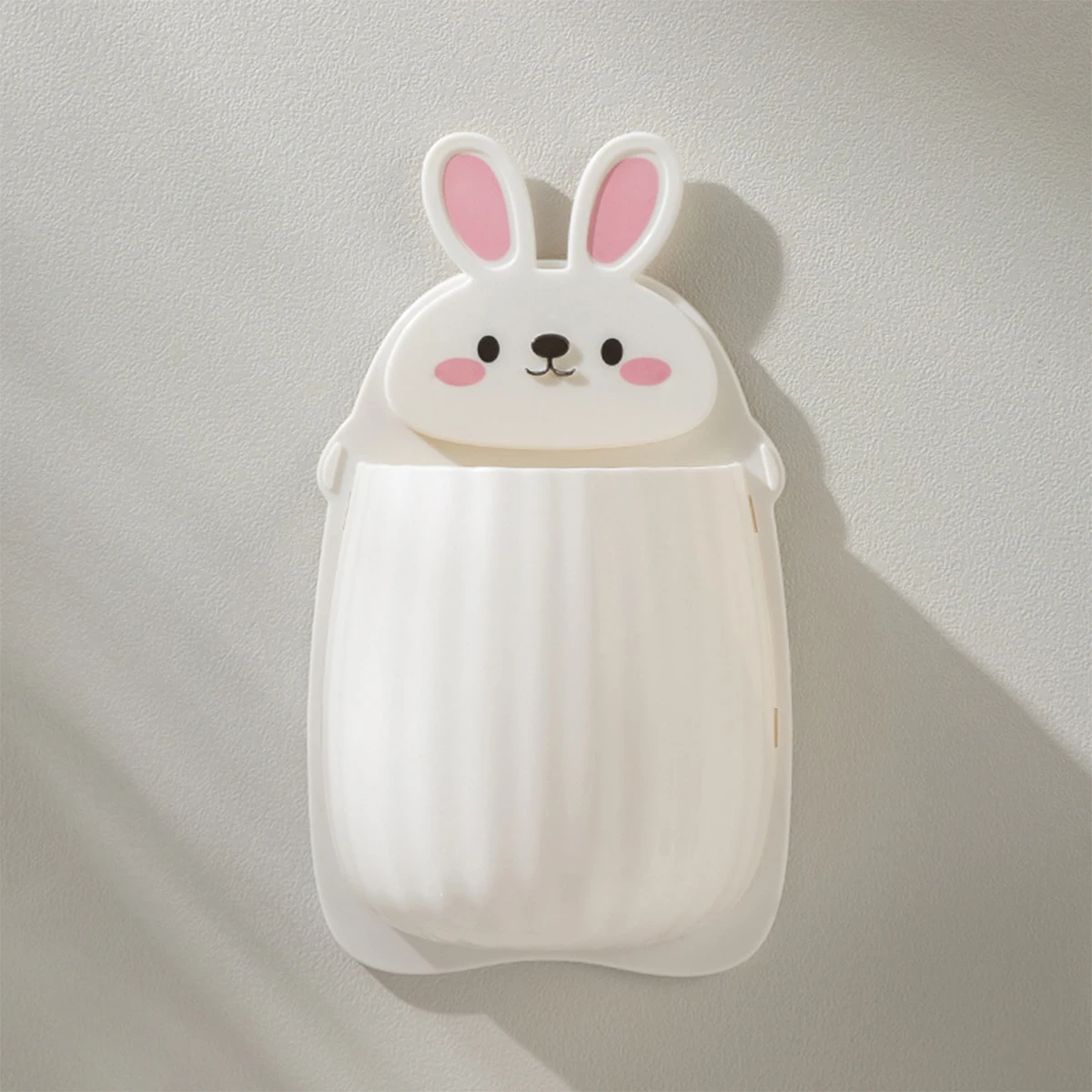 Cute Cartoon Rabbit Bathroom Toothbrush Holder Punch Free Wall Mounted Makeup Storage Box Home Container Organizer