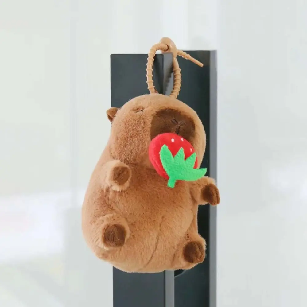 Funny Pullable Capybara Plush Pendant Radish 11cm Capybara Toys Ornaments Key Decor Car Keyring Children Gifts