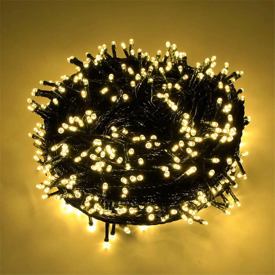 Impermeável Fairy String Lights, Luzes de Natal, ao ar livre, Icicle Jardim, Festa de Casamento, Guirlanda Decoração, 50m, 500LEDs, 8 Modos