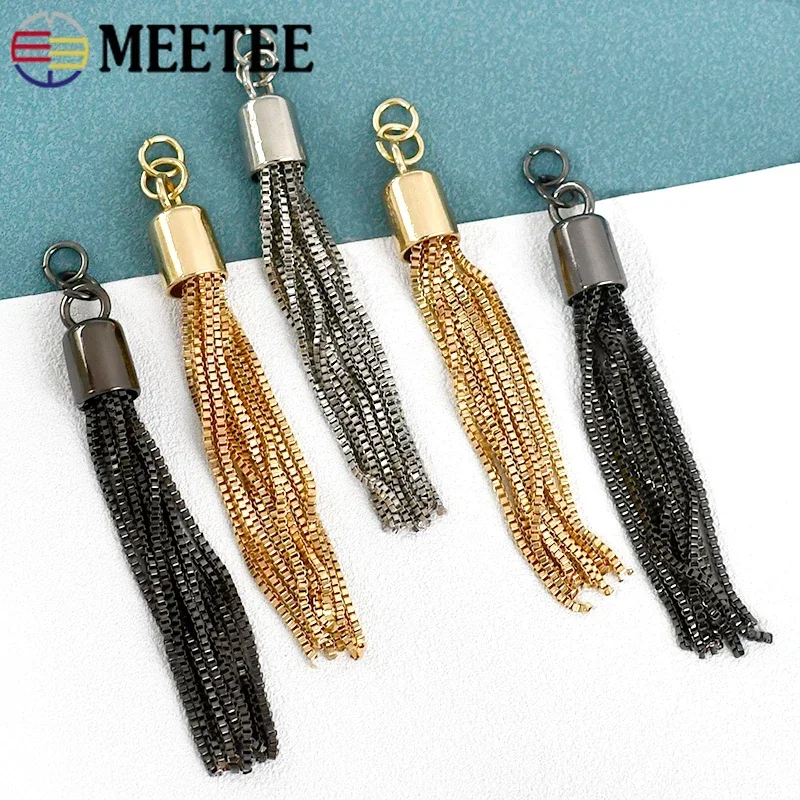 Meetee 2/4/10Pcs 95mm Metal Jewelry Tassel Hang Buckle Keychain Chain Stopper Pendant Hook DIY Bag Hardware Accessories TF004