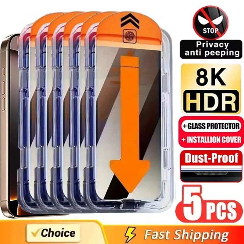

1-5PCS Dust Free Privacy Screen Protector For Xiaomi Poco X7 X6 X5 X4 X3 F7 F6 F5 F3 M7 M6 M4 C65 Pro Anti-Spy Tempered Glass
