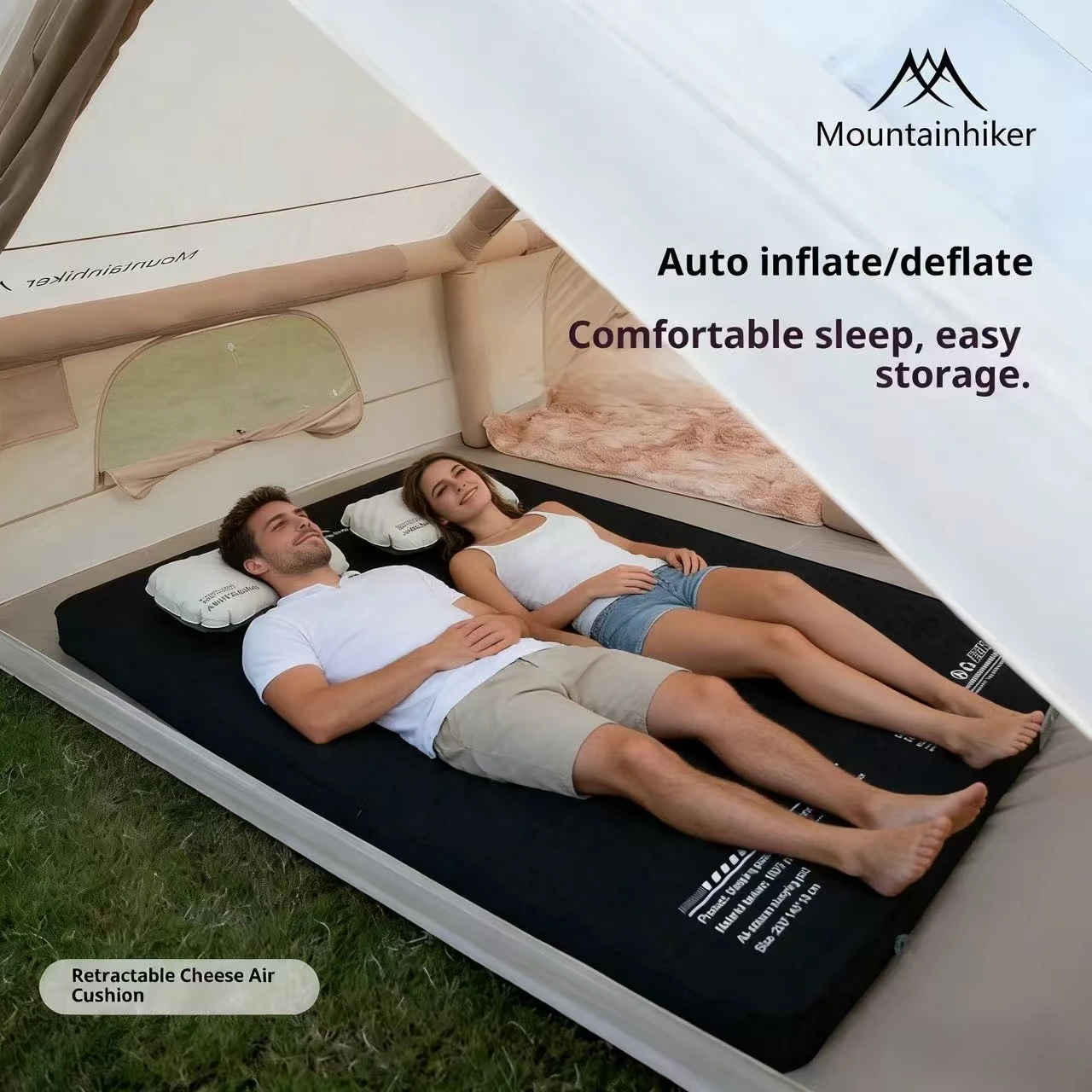 Thick 10cm MOUNTAINHIKER Single Double Person Self-inflating Mattress Compact Folding Camping Sleeping Bed Pad Air Mat Floor