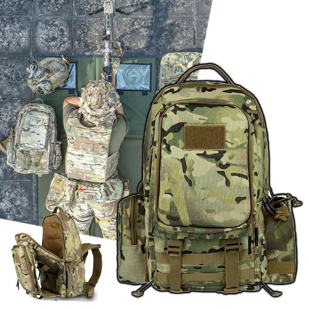 50L Tactical Backpack Molle Large Capacity External Waterproof Multi-Functional Backpack CS Hunting Shooting Camping Equipment