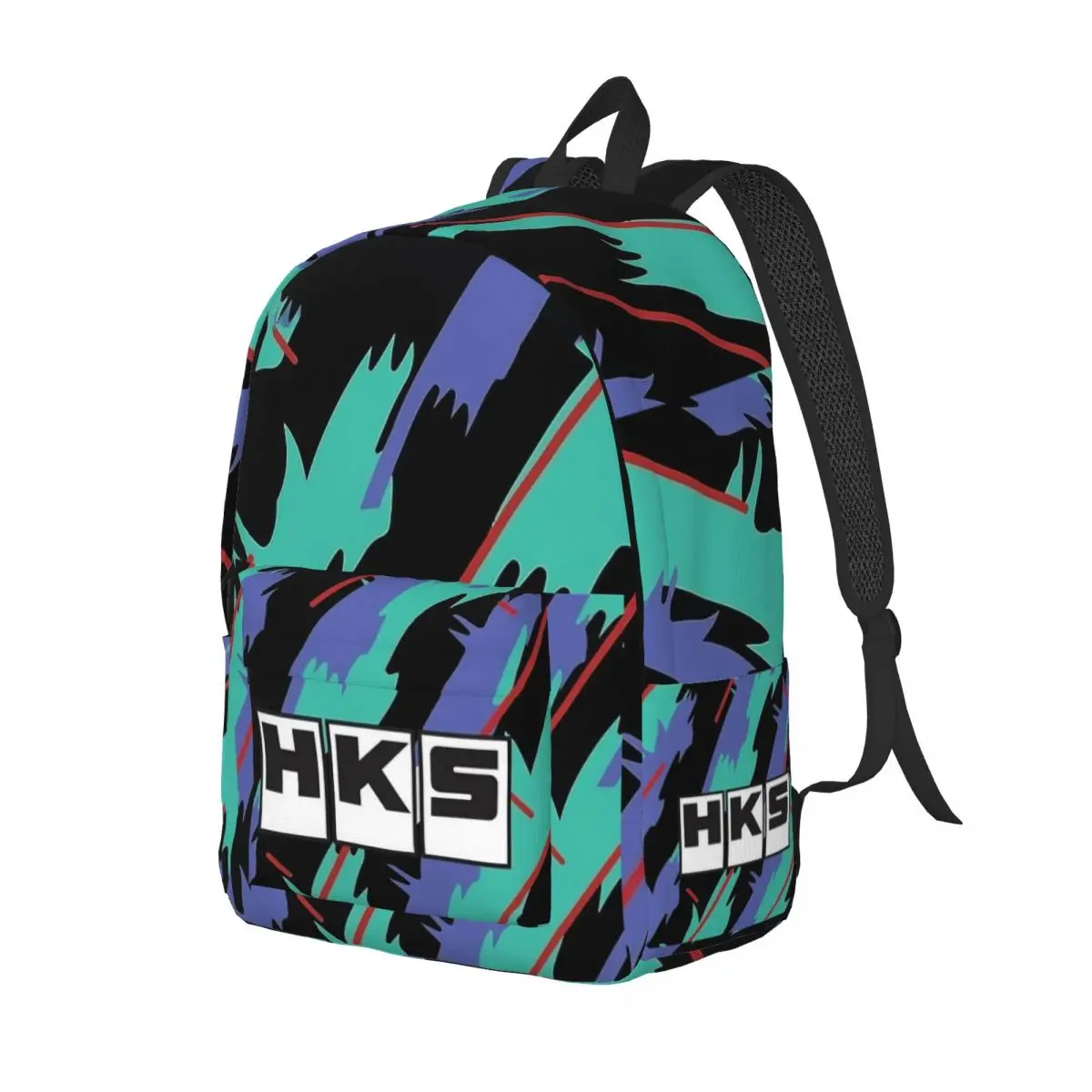 HKS Retro Pattern Backpack for Men Women Fashion High School Hiking Travel Daypack Laptop Canvas Bags Sports