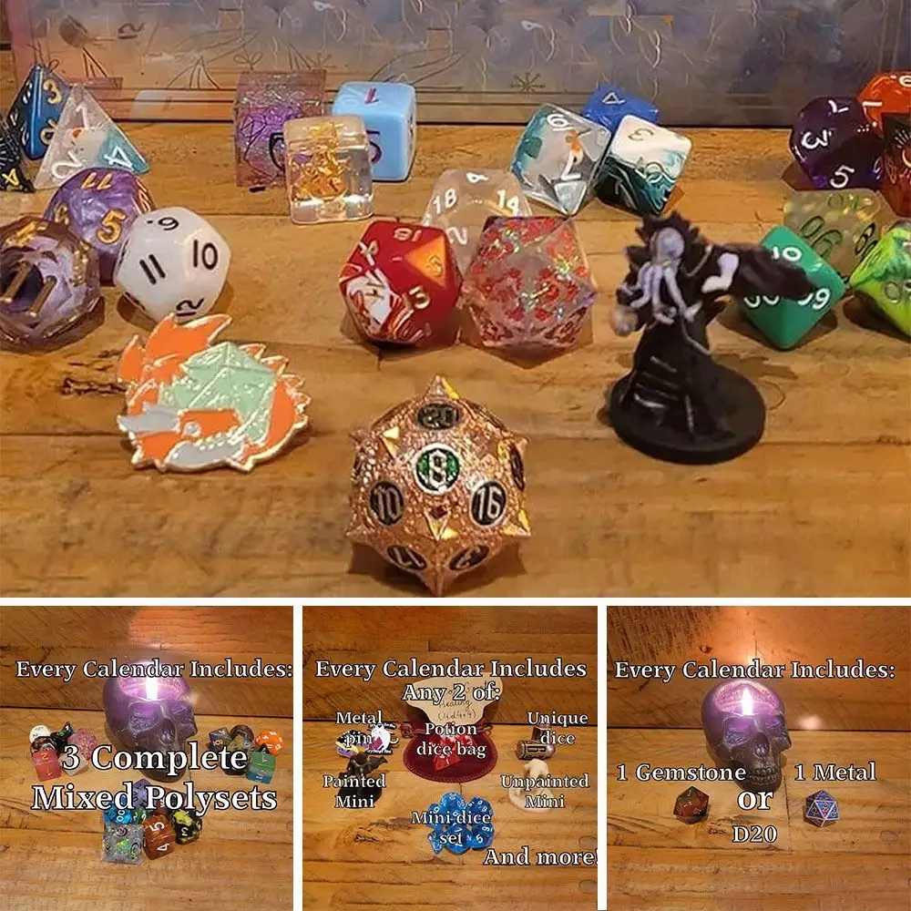 

Gift Resin Dice Advent Calendar Attractive 24 Days Dice Set Christmas Favor