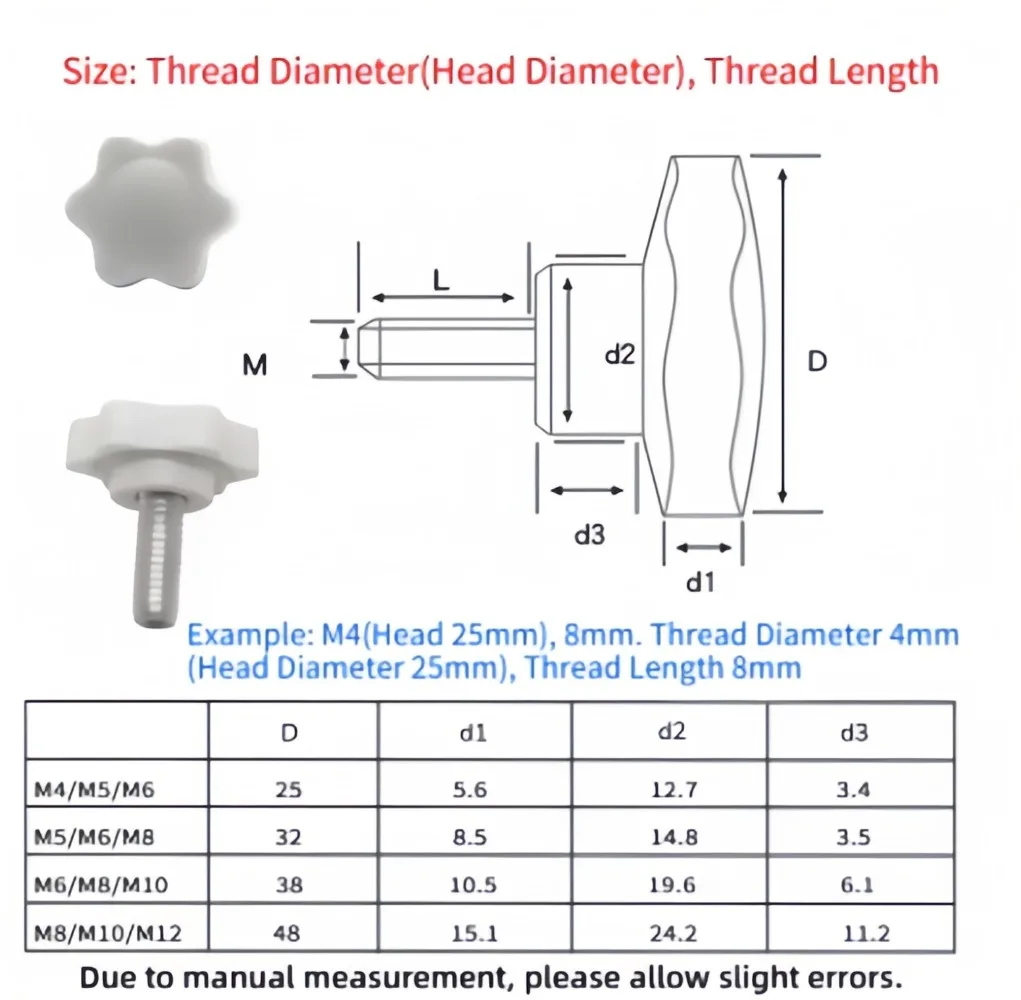 Star‑Shaped Hand Tightening Nut M4‑M10 Stainless Steel Bakelite Knob Screw Easy‑Grip Plastic Handle Adjustment Bolt