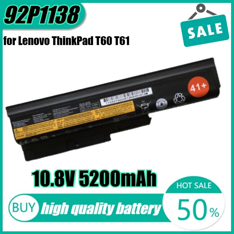 

10.8V 5200mAh 92P1138 Laptop Battery for Lenovo ThinkPad T60 T61 R500 T500 W500 SL500