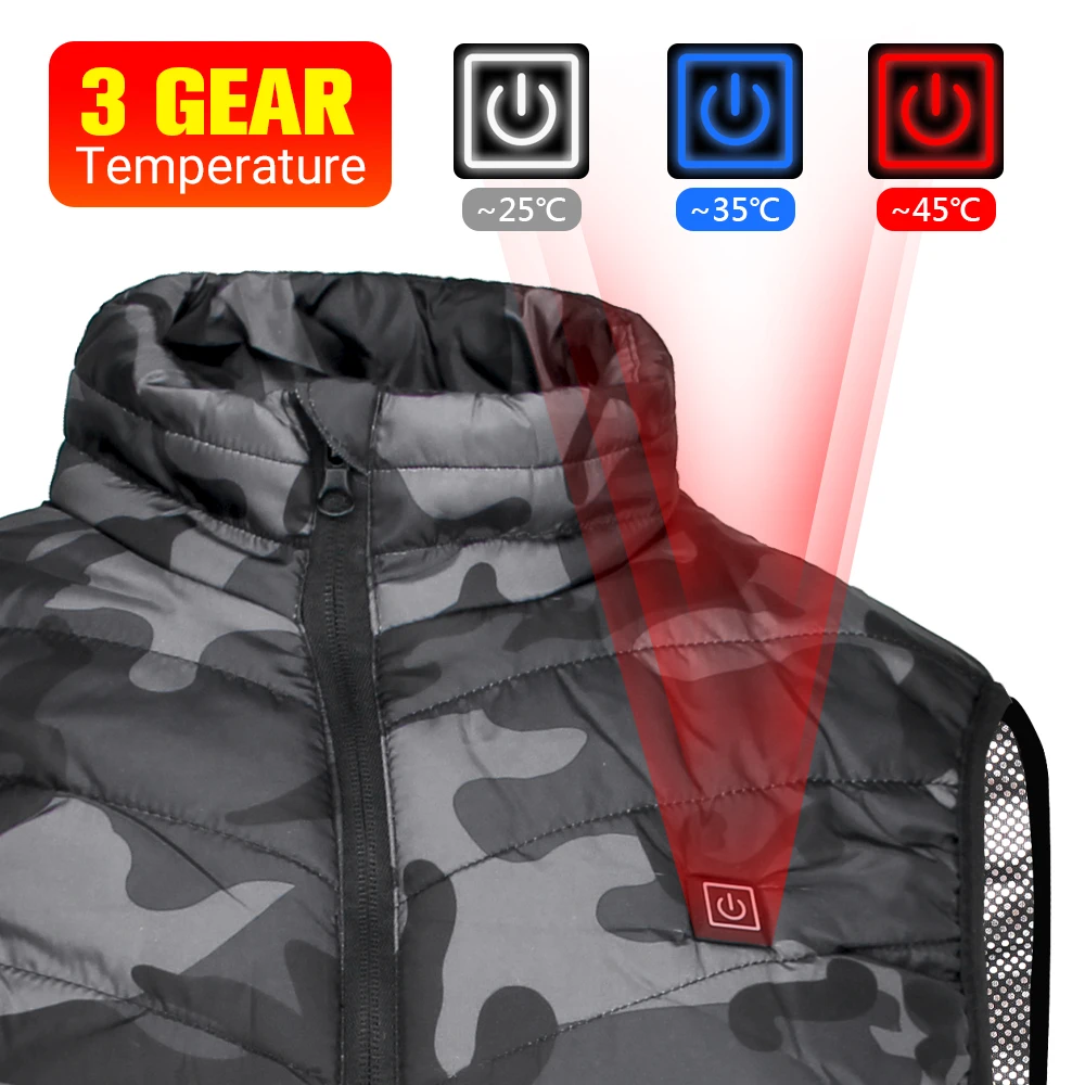 Beheizte Fahrradweste Winter Jagd Skifahren Beheizte Thermoweste Jacke Herren Winddicht Motorrad Radfahren USB-betriebene Kleidung