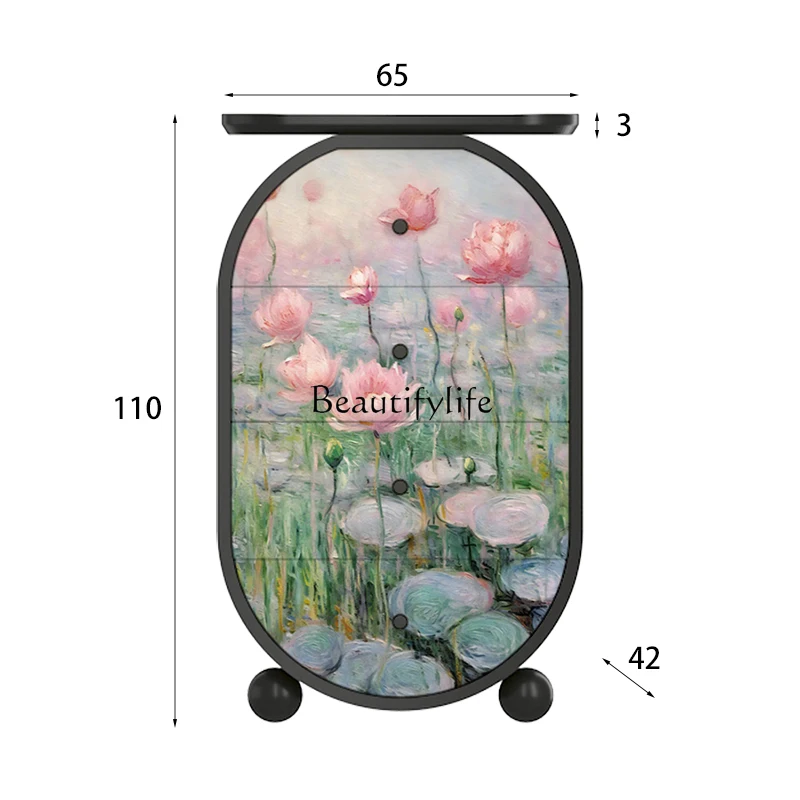 

yj5 French retro flower solid wood side cabinet integrated storage cabinet against the wall