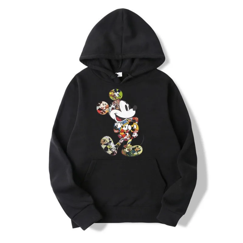 2024 Disney Mickey Mouse Fun Prints Unisex Hoodie Cartoon Fashion Couple Oversized Sweatshirt Tops Autumn and Winter Pullover