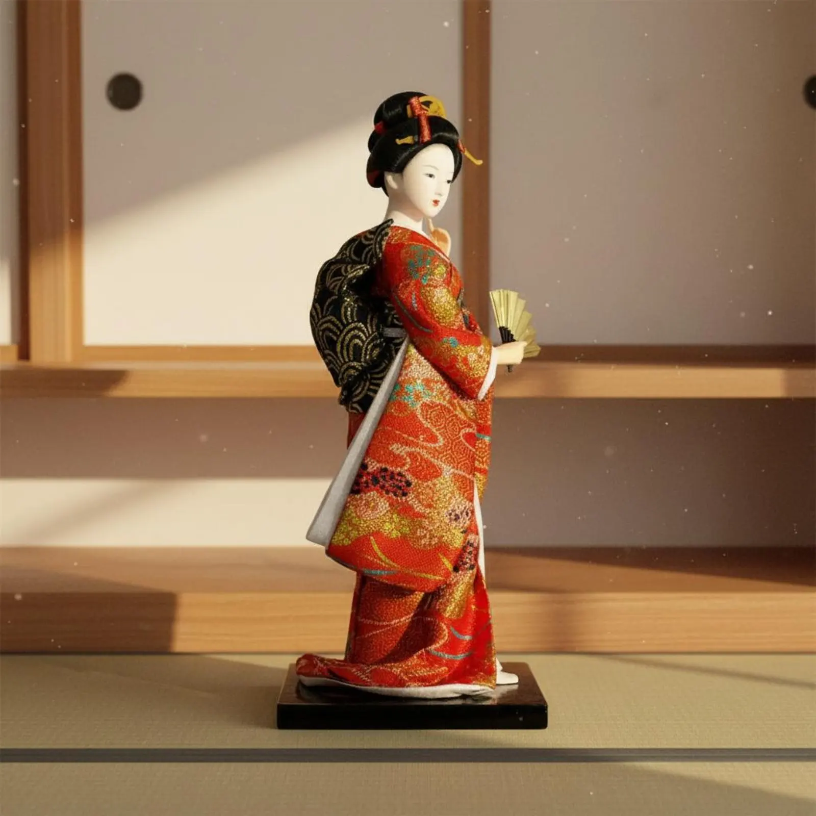 Japanese Geisha Doll Handmade Craft Traditional Japanese Doll Desktop Statue Detailed Costume House Decoration for Desktop view 3