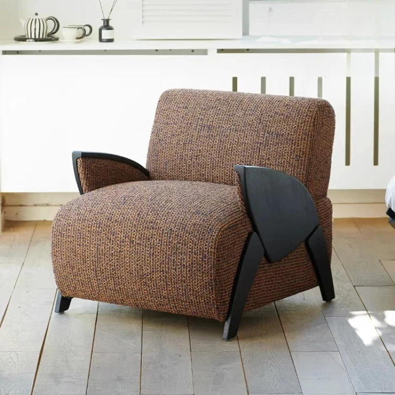 

Leisure chair balcony living room solid wood retro fabric lazy sofa