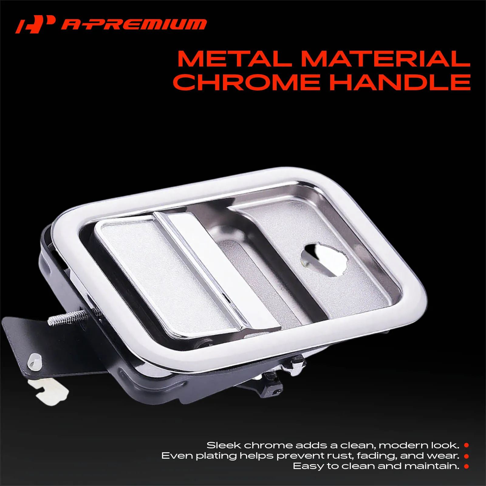 A-Premium Front Driver Side Chrome & Black Exterior Door Handle w/ Keyhole for Freightliner Argosy 2005-2014 Columbia 2003-2011
