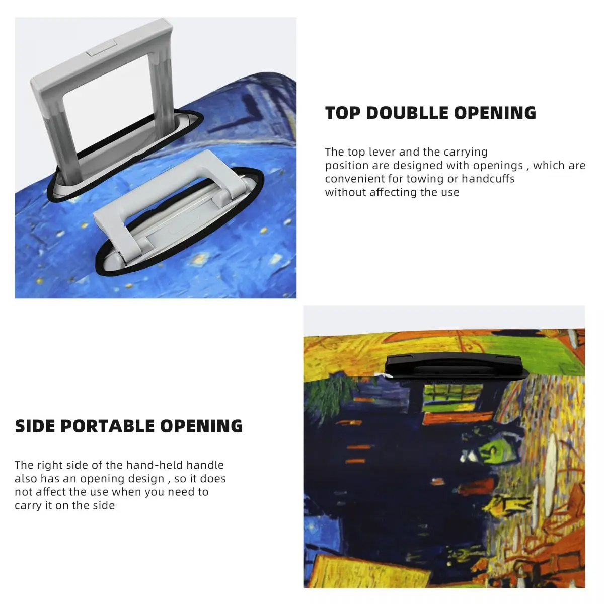 مقهى شرفة في الليل غطاء الأمتعة حامي لطيف فنسنت فان جوخ اللوحة حقيبة سفر الغطاء الواقي لمدة 18-32 بوصة #4