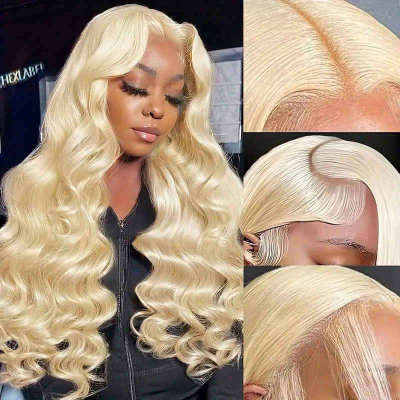 Blonde 613 Echthaarperücken 13x6 Golden Body Wave Perücken 38 Zoll Körperperücken Echthaar 220 Dichte HD Lace Frontal Perücken Für Frauen