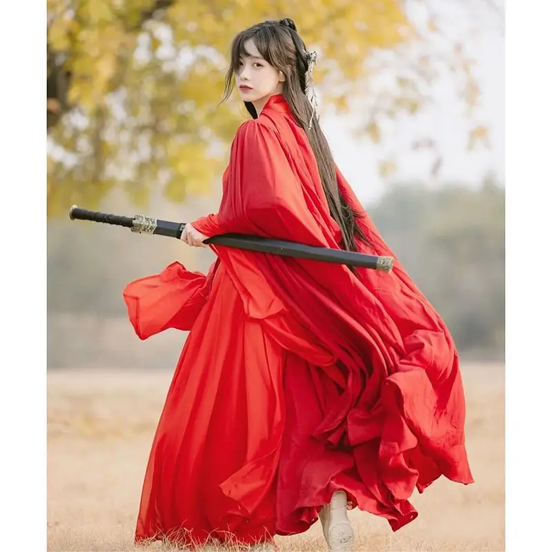 Winter Hanfu Dress Women Chinese Ancient Traditional Hanfu Outfit Female Carnival Cosplay Costume Hanfu Red Cloak With 2pcs Sets