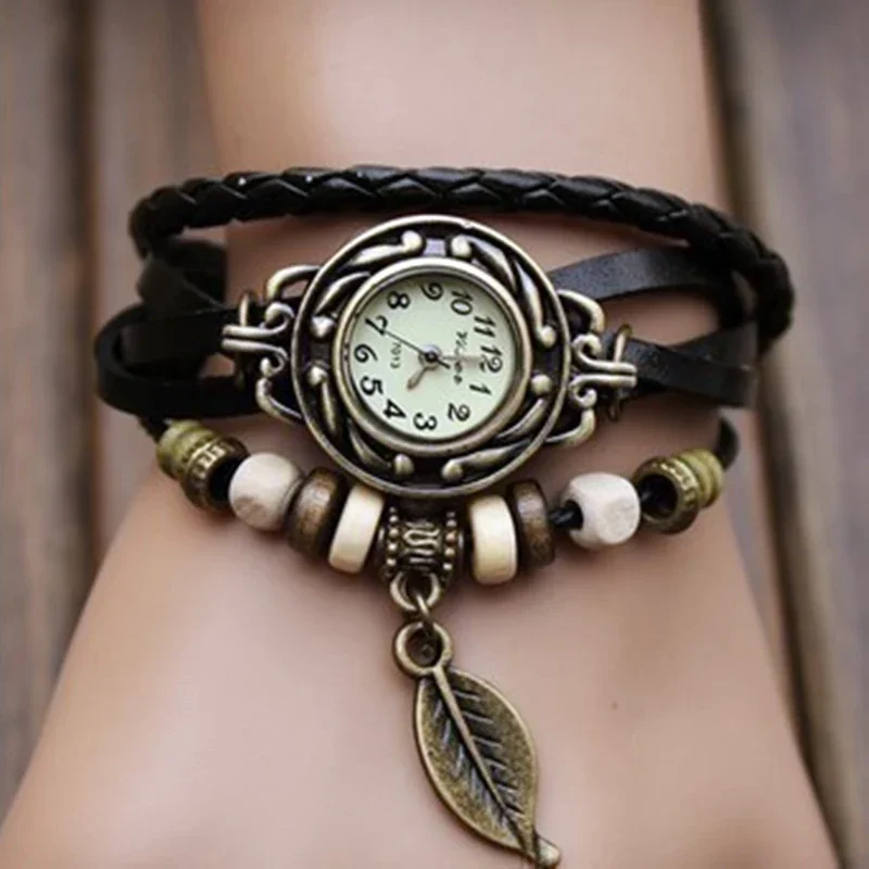 

New Hot Sales Trend Retro Watch Winding Bracelet Belt Table Exquisite Pendant Ethnic Style Fashion Girl Student Woman Watch